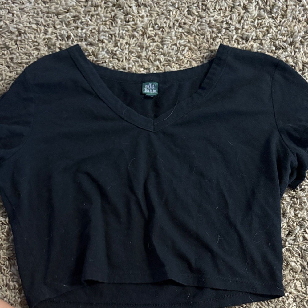 Wild Fable Black Short Sleeve Crop Top